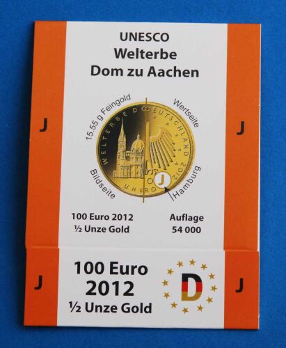 Goldeuroschuber für 100 Euro 2012 "Dom zu Aachen" adfg oder j J