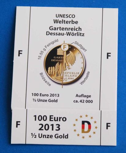 Goldeuroschuber für 100 Euro 2013 "Dessau Wörlitz" adfg oder j F