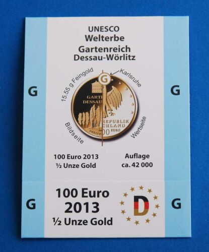 Goldeuroschuber für 100 Euro 2013 "Dessau Wörlitz" adfg oder j G