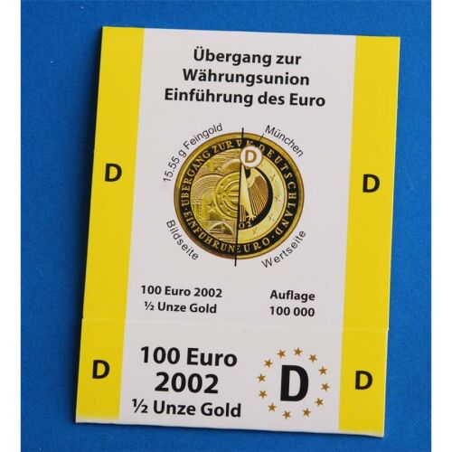 Goldeuroschuber für 100 Euro 2002 "Währungsunion" adfg oder j D