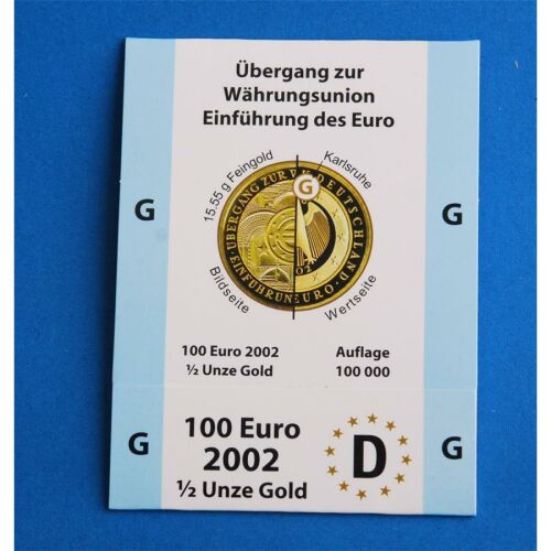 Goldeuroschuber für 100 Euro 2002 "Währungsunion" adfg oder j G