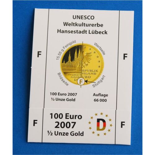 Goldeuroschuber für 100 Euro 2007 "Lübeck" adfg oder j F