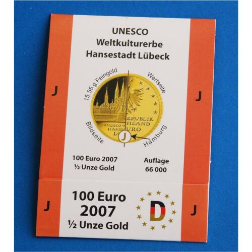 Goldeuroschuber für 100 Euro 2007 "Lübeck" adfg oder j J