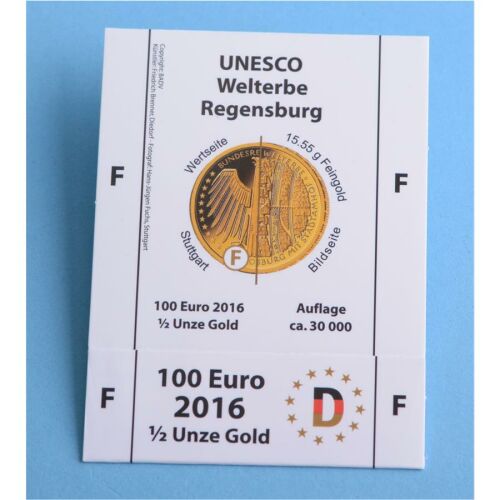 Goldeuroschuber für 100 Euro 2016 "Regensburg" adfg oder j F