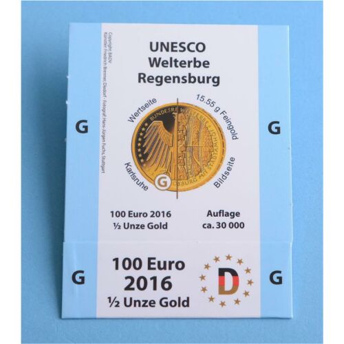 Goldeuroschuber für 100 Euro 2016 "Regensburg" adfg oder j G