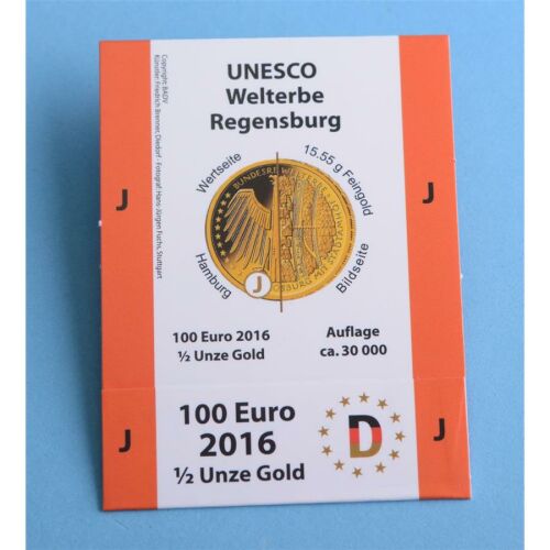 Goldeuroschuber für 100 Euro 2016 "Regensburg" adfg oder j J