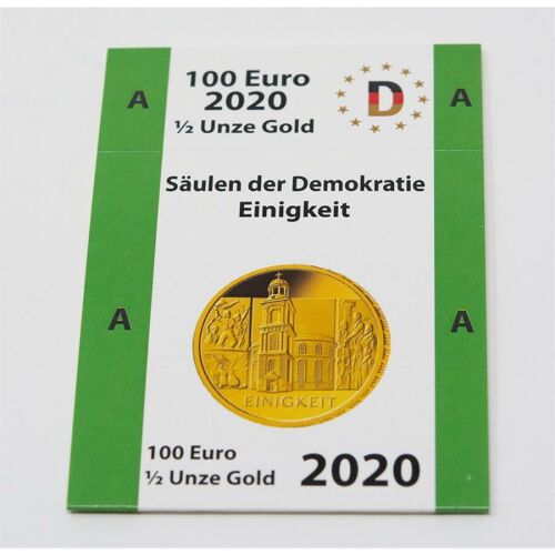 Goldeuroschuber für 100 Euro 2020 - Säulen der Demokratie - Einigkeit A