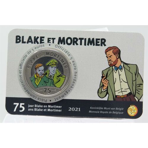 Belgien 5 Euro 2021 - Blake & Mortimer in Coincard - coloriert