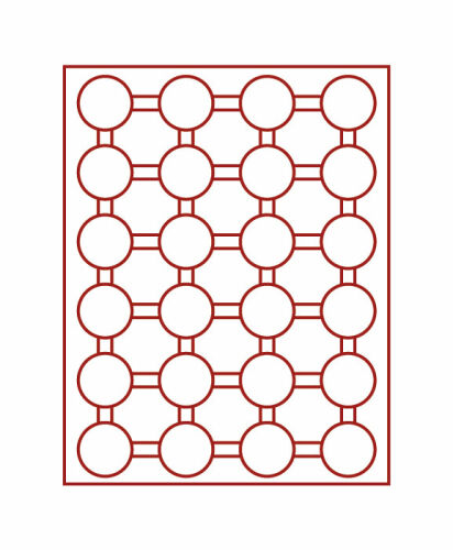Münzenbox mit 24 runden Vertiefungen für Münzenkapseln mit Außen-Ø 41 mm-Rauchglas / dunkelrote Einlage
